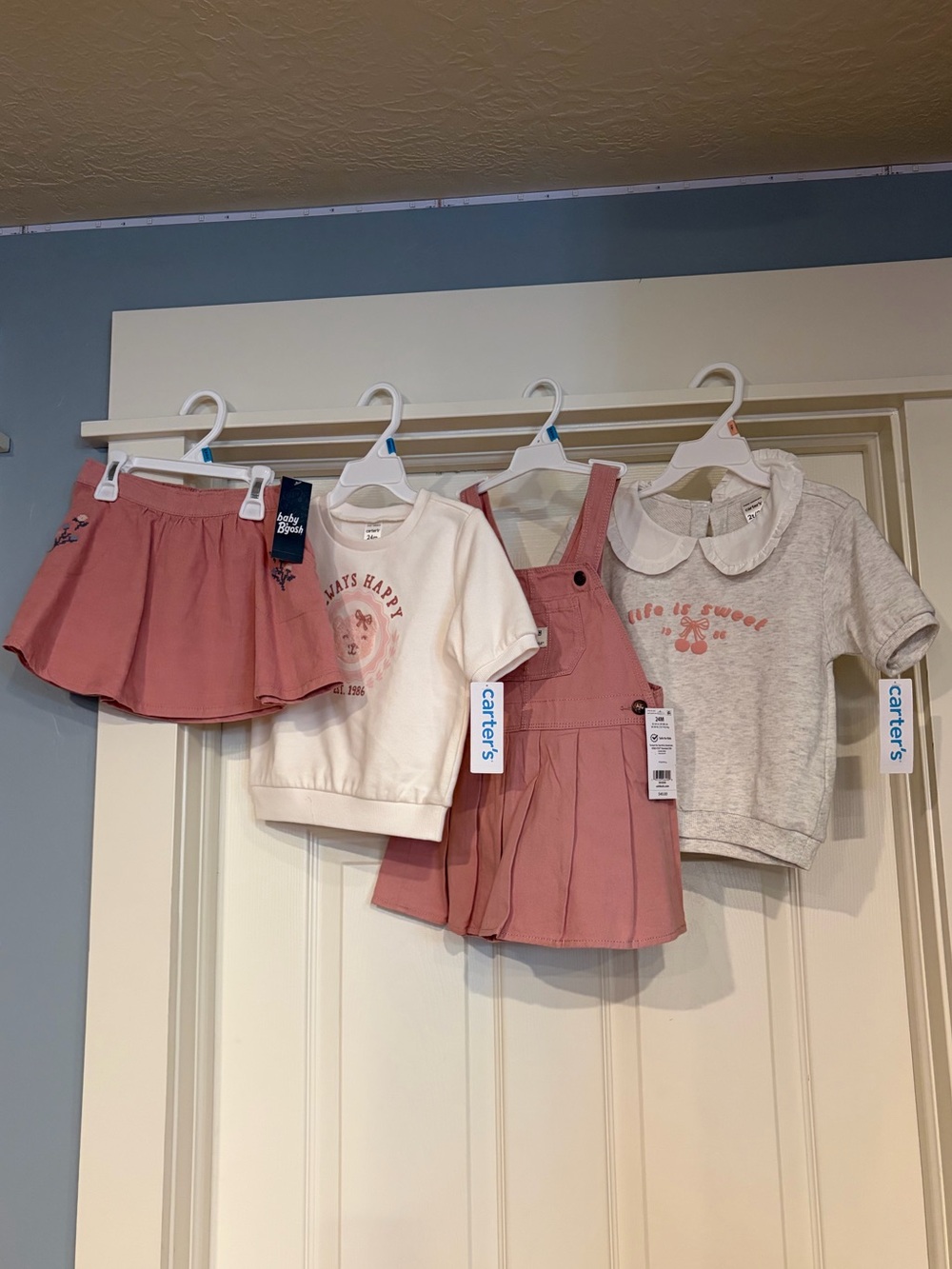 Carter's Pink/Neutral 4-Piece Girls Set - Skirt, Jumper Dress & 2 Sweatshirts